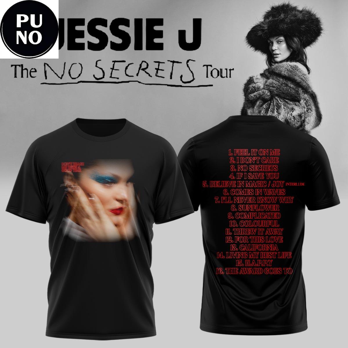 Jessie J The No Secrets Tour 2026 Playlist T-Shirt