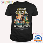 John Cena 24 Years Of WWE 2001-2025 Thank You For The Memories Signature T Shirt