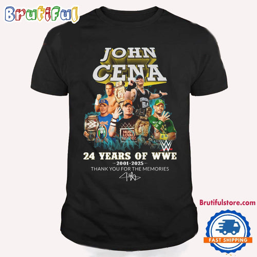 John Cena 24 Years Of WWE 2001-2025 Thank You For The Memories Signature T Shirt