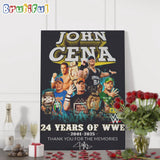 John Cena 24 Years Of WWE 2001-2025 Thank You For The Memories Signature Wall Art Poster Canvas