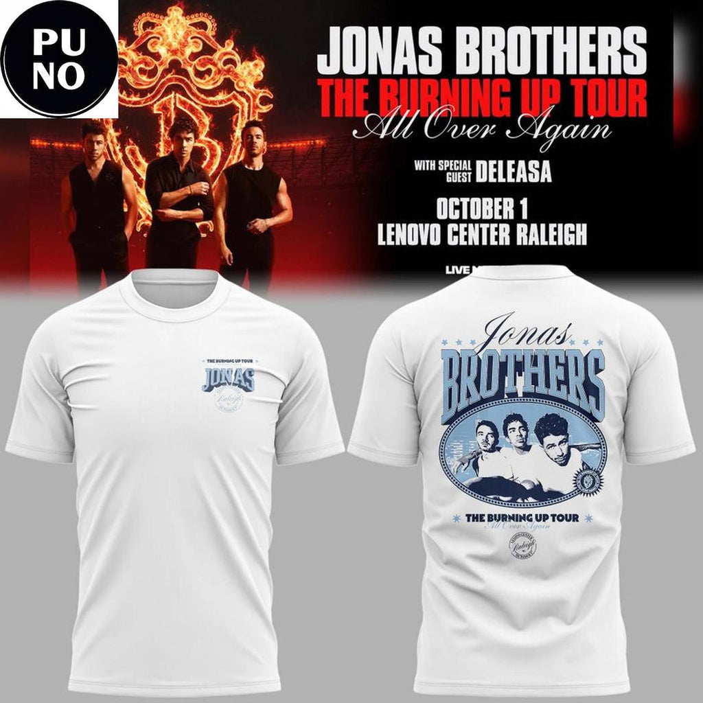 Jonas Brothers The Burning Up Tour All Over Again 2026 Raleigh NC T-Shirt