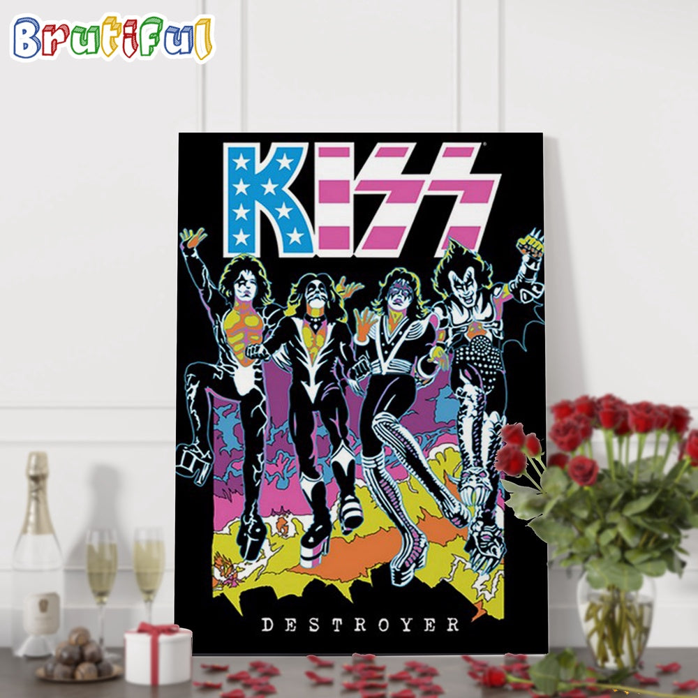 KISS Destroyer Flocked Blacklight Graphics Design Wall Art Poster Canvas