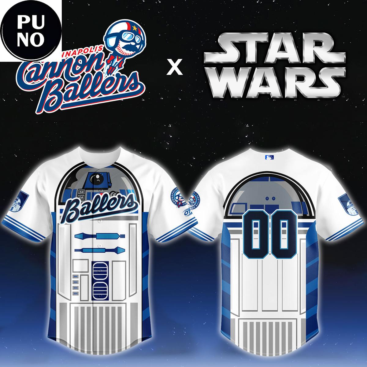 Kannapolis Cannon Ballers 2026 Star Wars Night R2-D2 Personalized Baseball Jersey