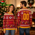 Kansas City Chiefs Custom Name Number Red Ugly Christmas Sweater