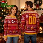 Kansas City Chiefs Custom Name Number Red Ugly Christmas Sweater
