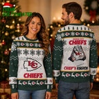 Kansas City Chiefs Fans Logo Snowflake Pattern Green Ugly Christmas Sweater
