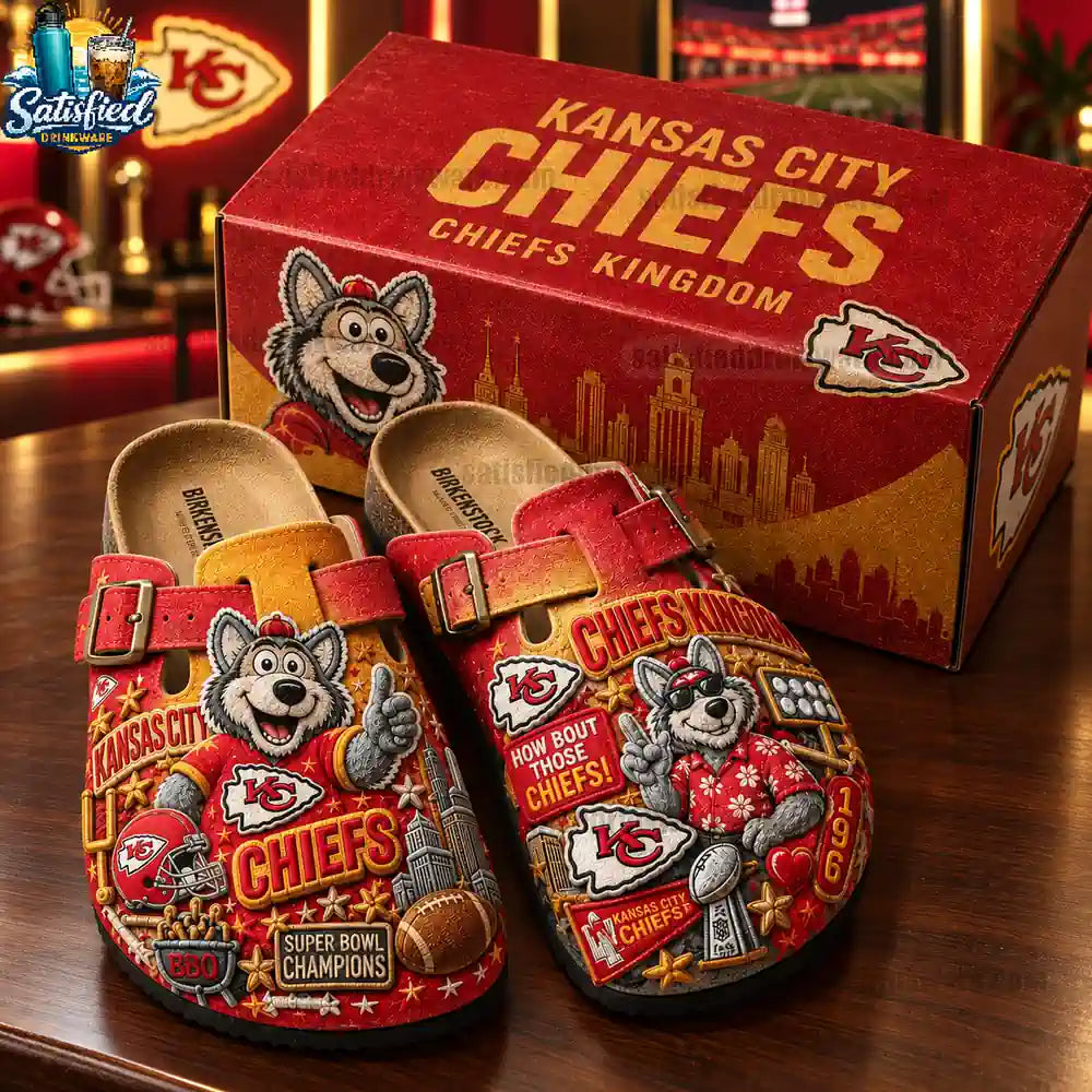 Kansas City Chiefs Kingdom 3D Embossed Football Suede Clogs