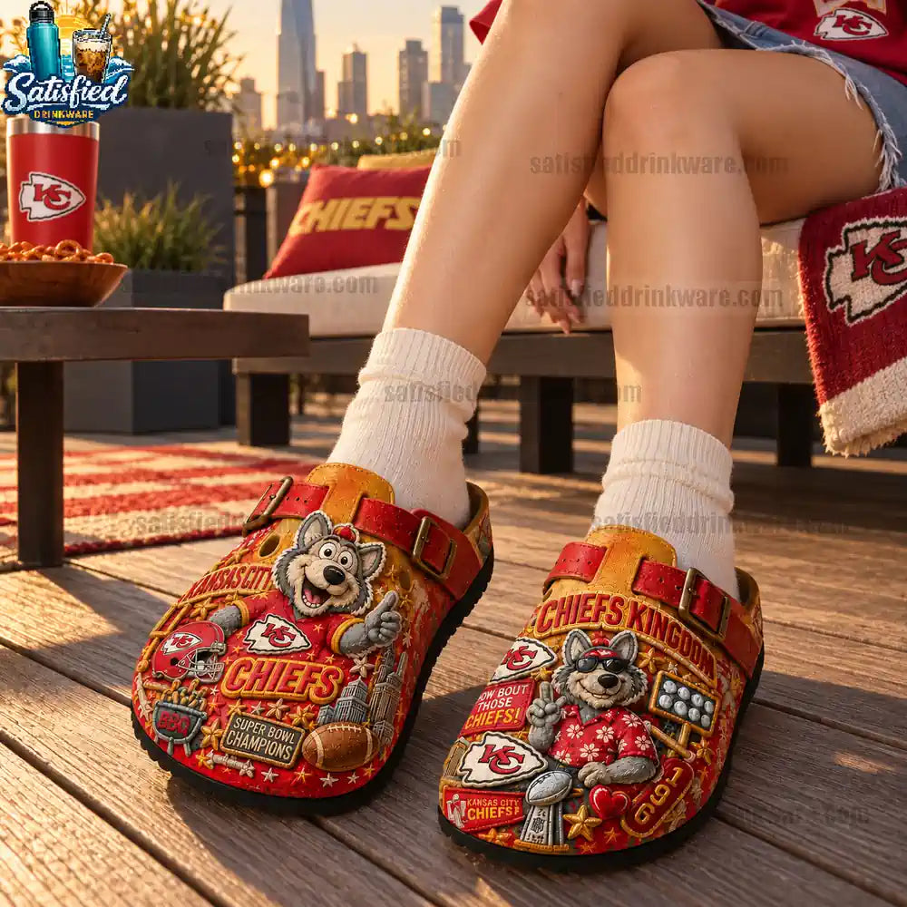 Kansas City Chiefs Kingdom 3D Embossed Football Suede Clogs