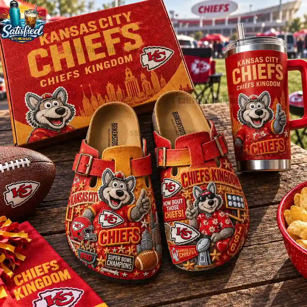 Kansas City Chiefs Kingdom 3D Embossed Football Suede Clogs