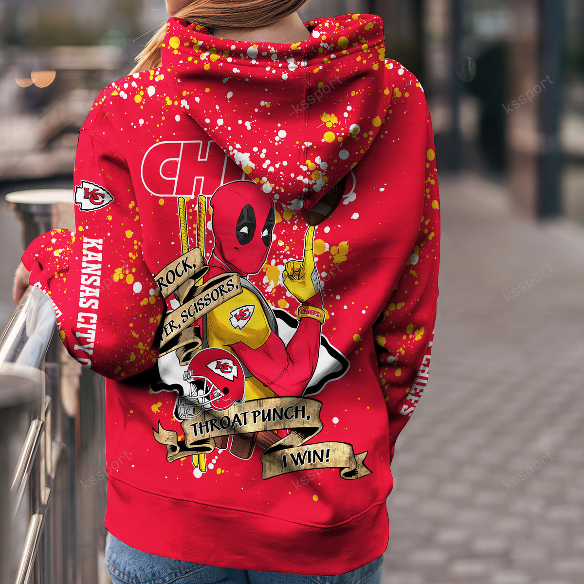 Custom NFL Kansas City Chiefs Hoodie Leggings Rock Paper Scissors Throat Punch I Win Hoodie