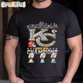 Kansas City Chiefs Skyline Player Names 3x Super Bowl Champions T-Shirt