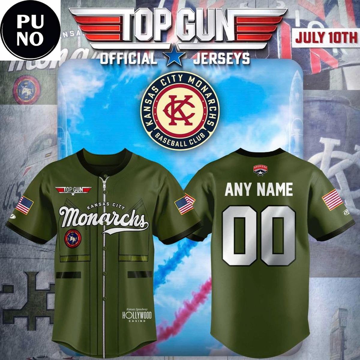 Kansas City Monarchs x Top Gun Night 2026 Personalized Baseball Jersey