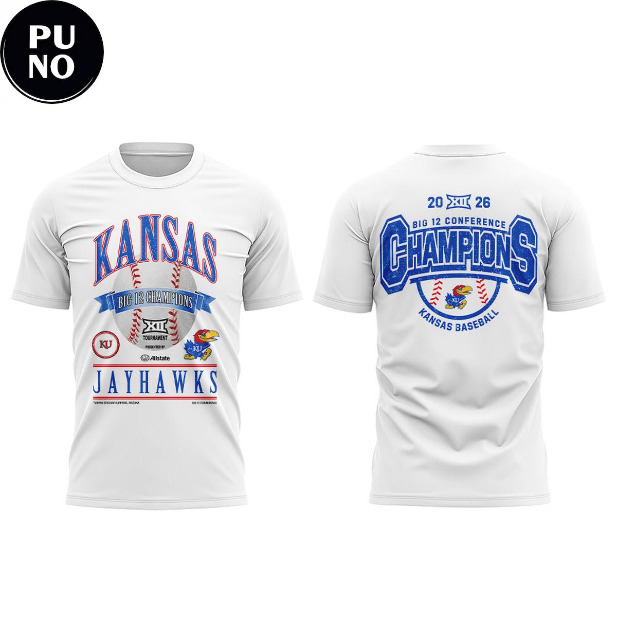 Kansas Jayhawks Big 12 Baseball Tournament Champions 2026 Hoodie T-Shirt
