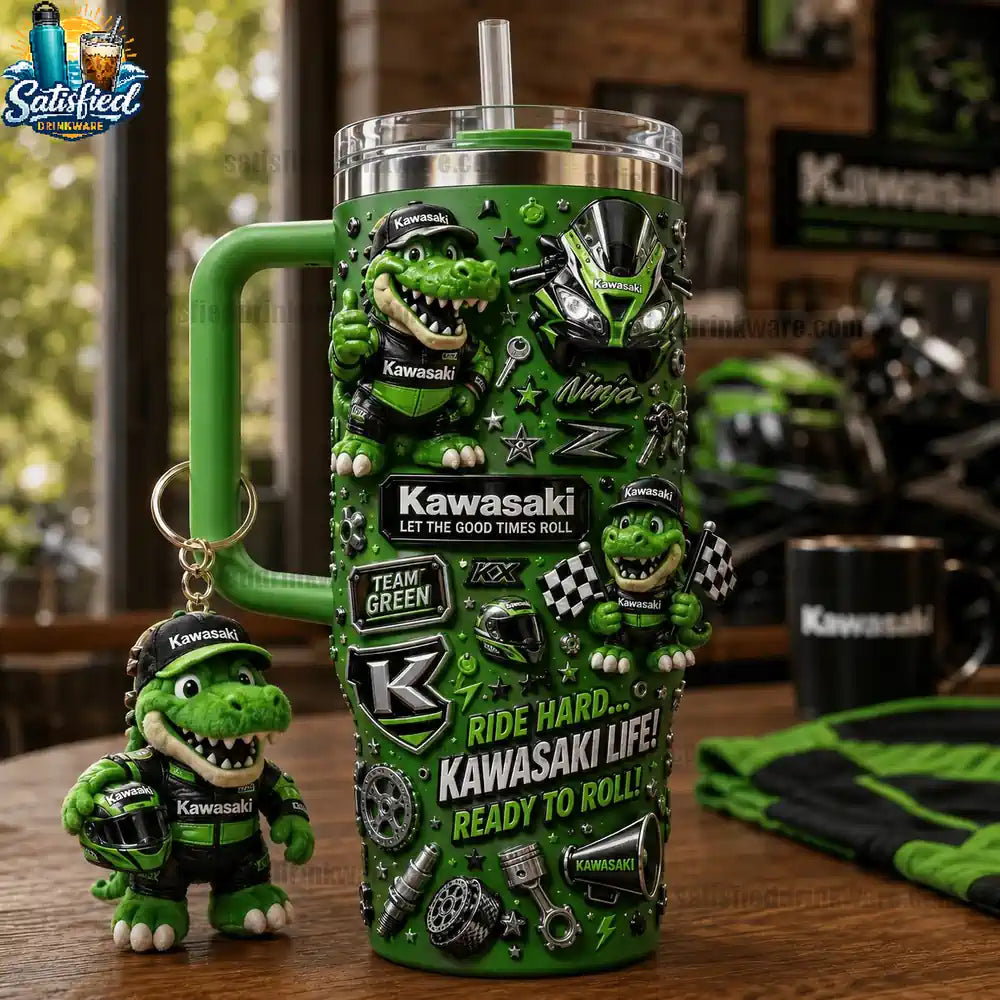 Kawasaki Ninja Team Green Ride Hard Kawasaki Life Tumbler with Handle