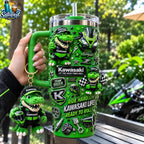 Kawasaki Ninja Team Green Ride Hard Kawasaki Life Tumbler with Handle