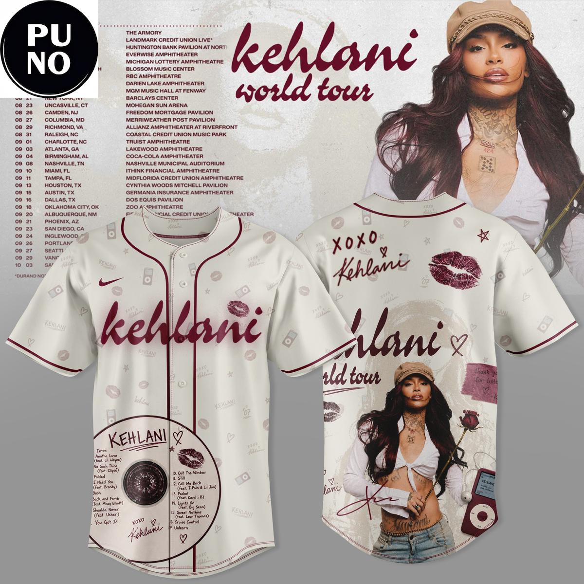 Kehlani World Tour 2026 XO Midnight Memories Baseball Jersey