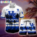 Kentucky Wildcats Palm Tree Summer Hawaiian Shirt, NCAA Sport Summer Hawaiian Set, Summer Beach Short