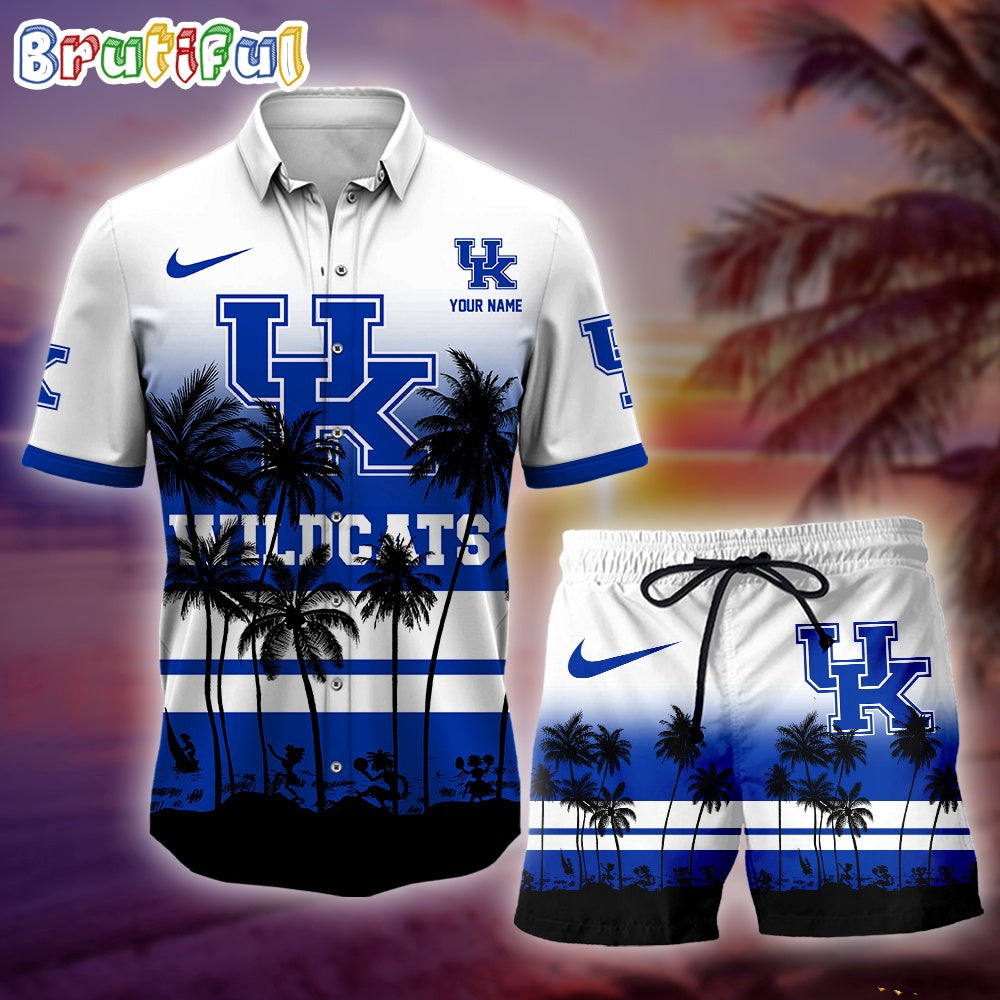 Kentucky Wildcats Palm Tree Summer Hawaiian Shirt, NCAA Sport Summer Hawaiian Set, Summer Beach Short