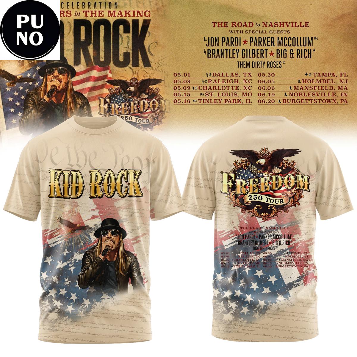 Kid Rock’s 2026 Celebration 250 Years in The Making Freedom 250 Tour T-Shirt