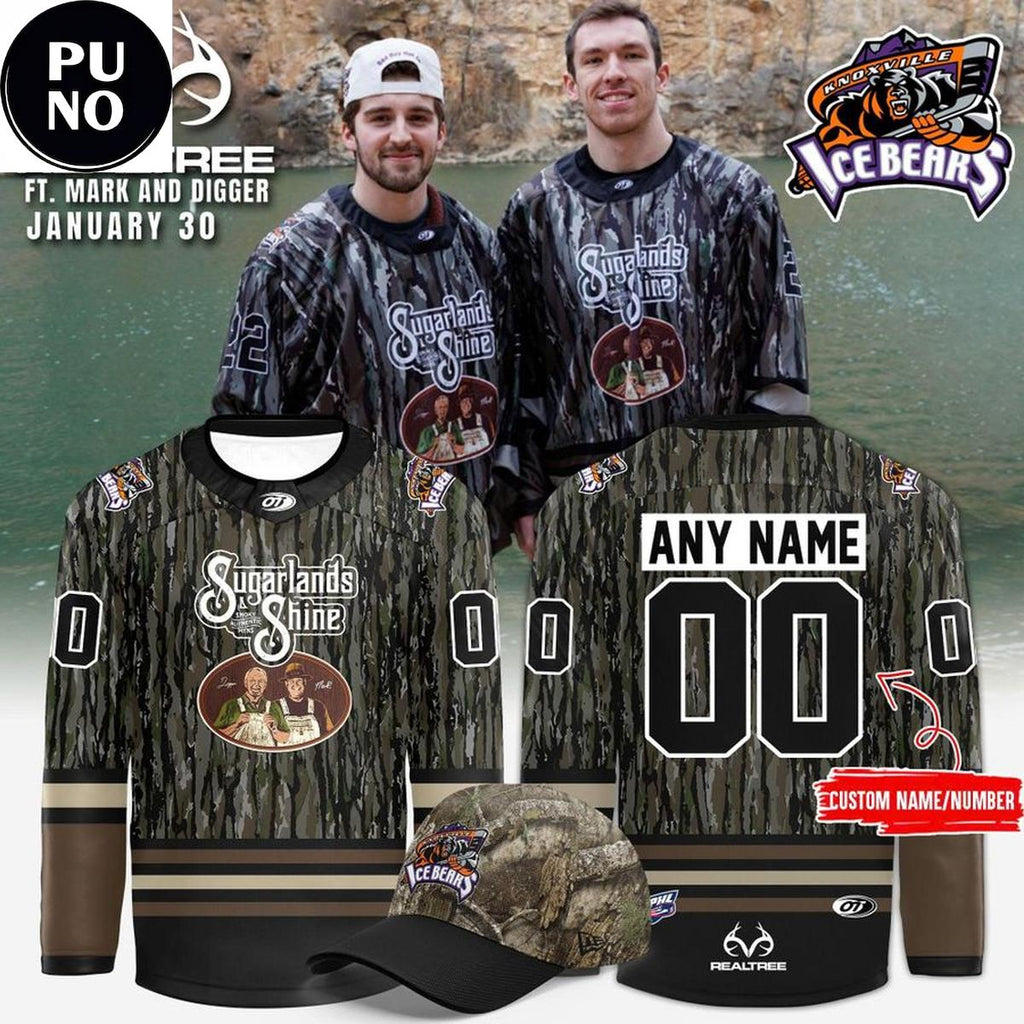Knoxville Ice Bears x Realtree Night 2026 Camo Personalized Hockey Jersey