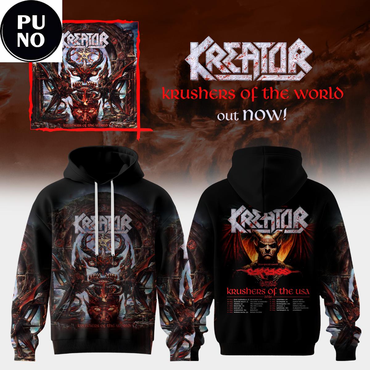 Kreator Krushers Of The USA 2026 Schedule Tour Hoodie T-Shirt