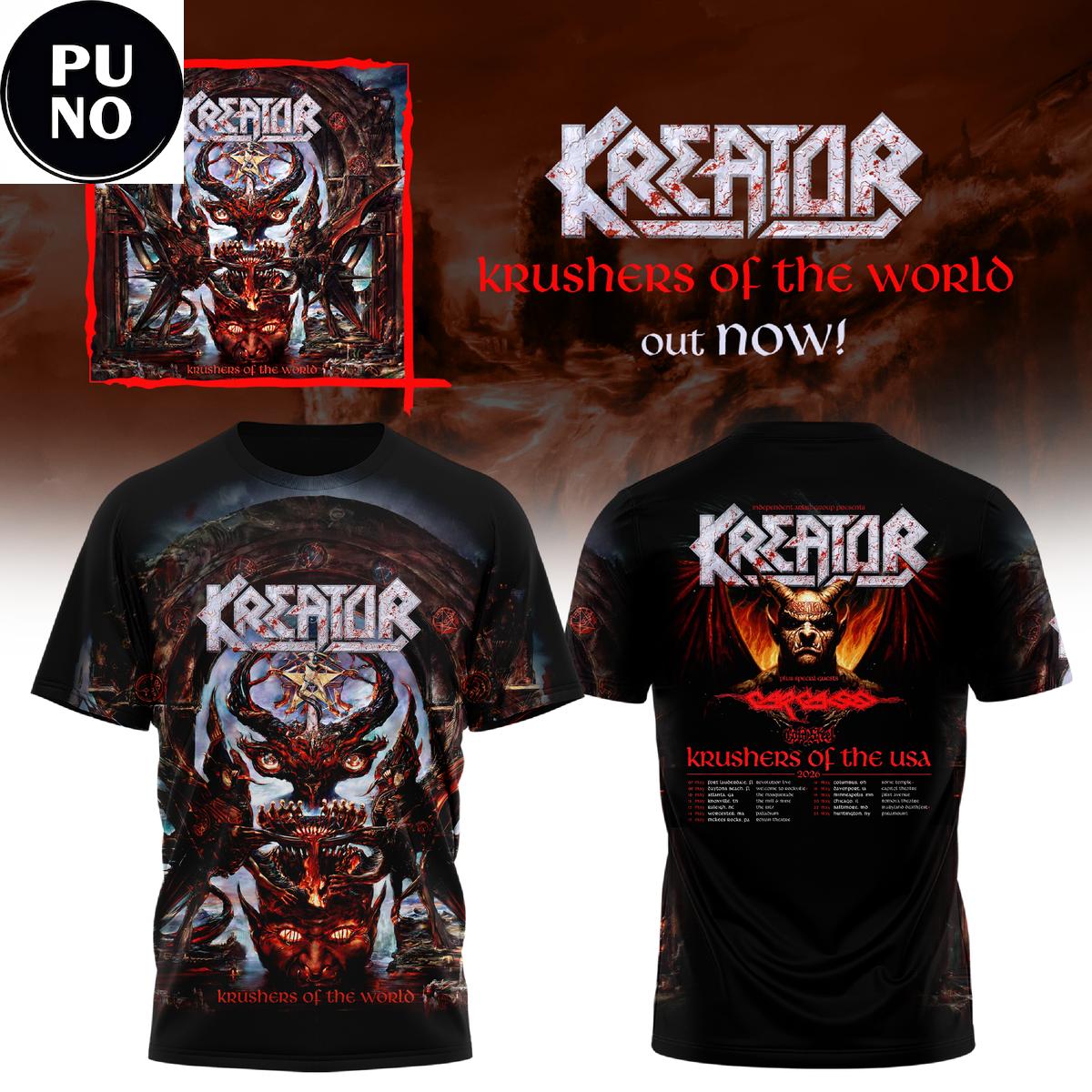 Kreator Krushers Of The USA 2026 Schedule Tour Hoodie T-Shirt