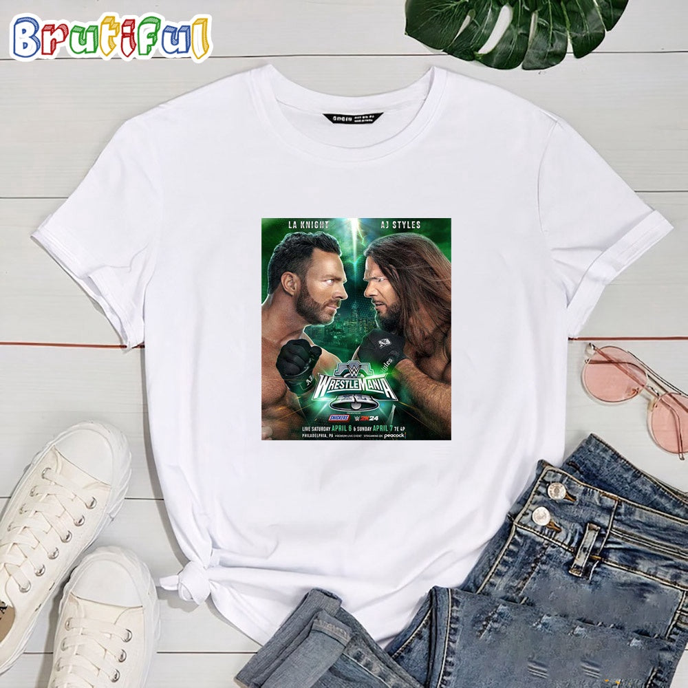 LA Knight Vs AJ Styles WWE WrestleMania T Shirt