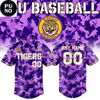 LSU Tigers 2026 Purple Camo Personalized Baseball Jersey