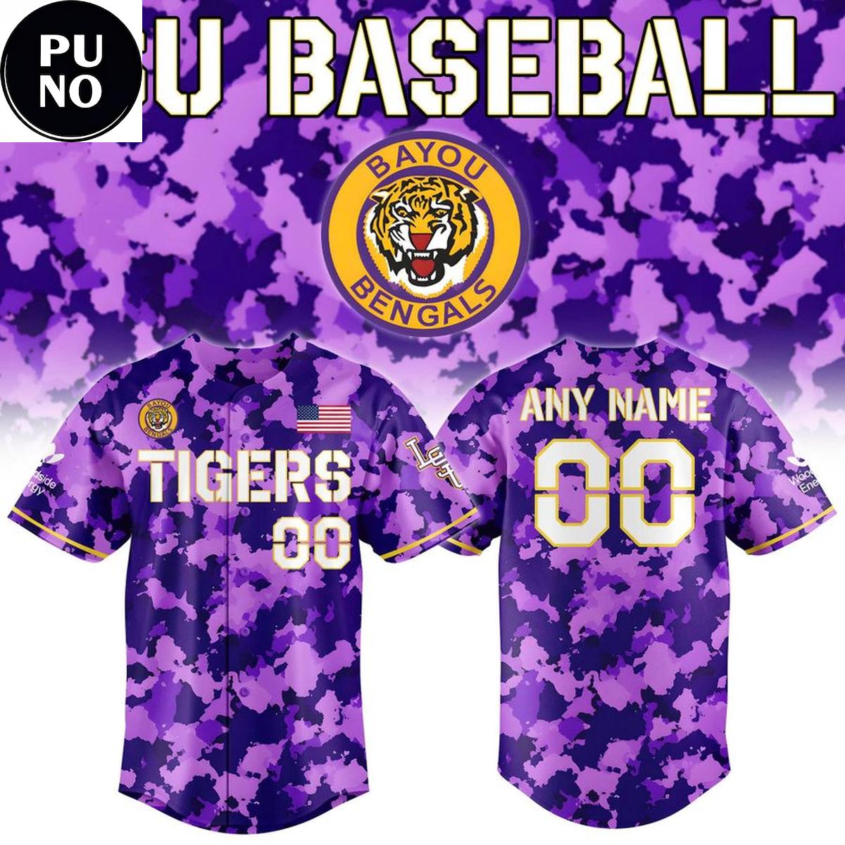 LSU Tigers 2026 Purple Camo Personalized Baseball Jersey