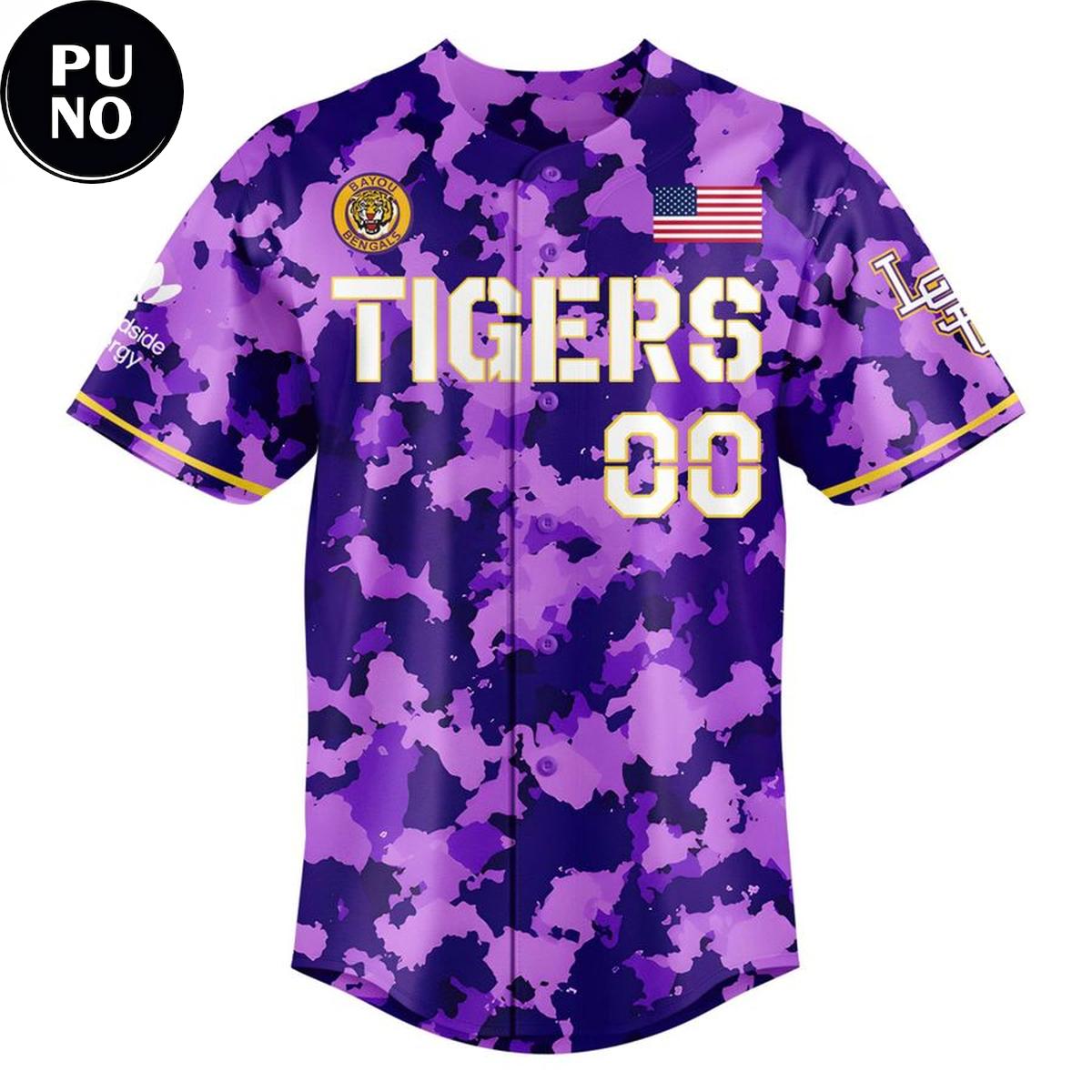 LSU Tigers 2026 Purple Camo Personalized Baseball Jersey