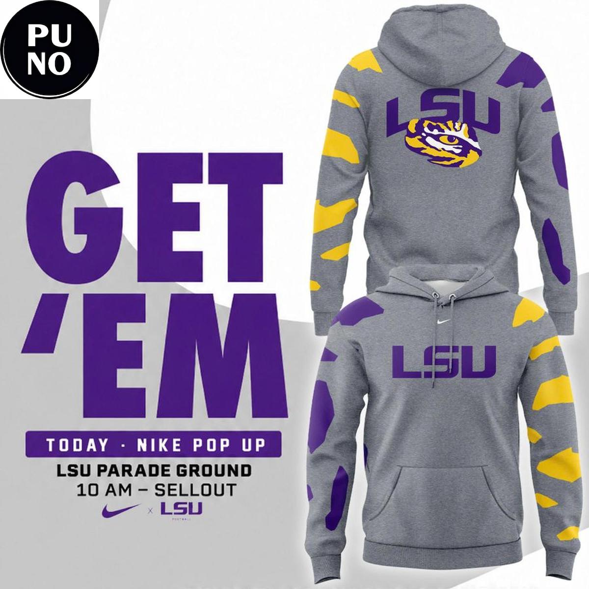 LSU Tigers Football x Nike 2026 Get ‘Em Hoodie T-Shirt