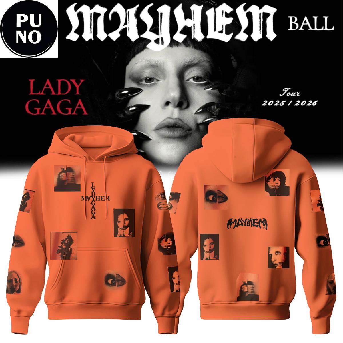Lady Gaga The Mayhem Ball Tour 2026 Orange Hoodie