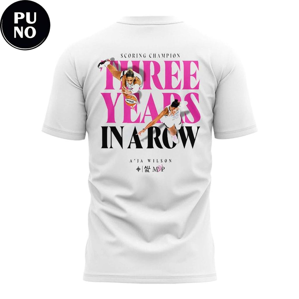 Las Vegas Aces 2026 Three Years In A Row T-Shirt