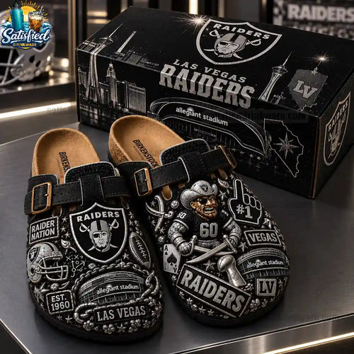 Las Vegas Raiders Black Suede Clogs