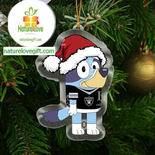 Las Vegas Raiders Bluey Cartoon Christmas NFL Acrylic Christmas Tree Decoration Ornament 19002