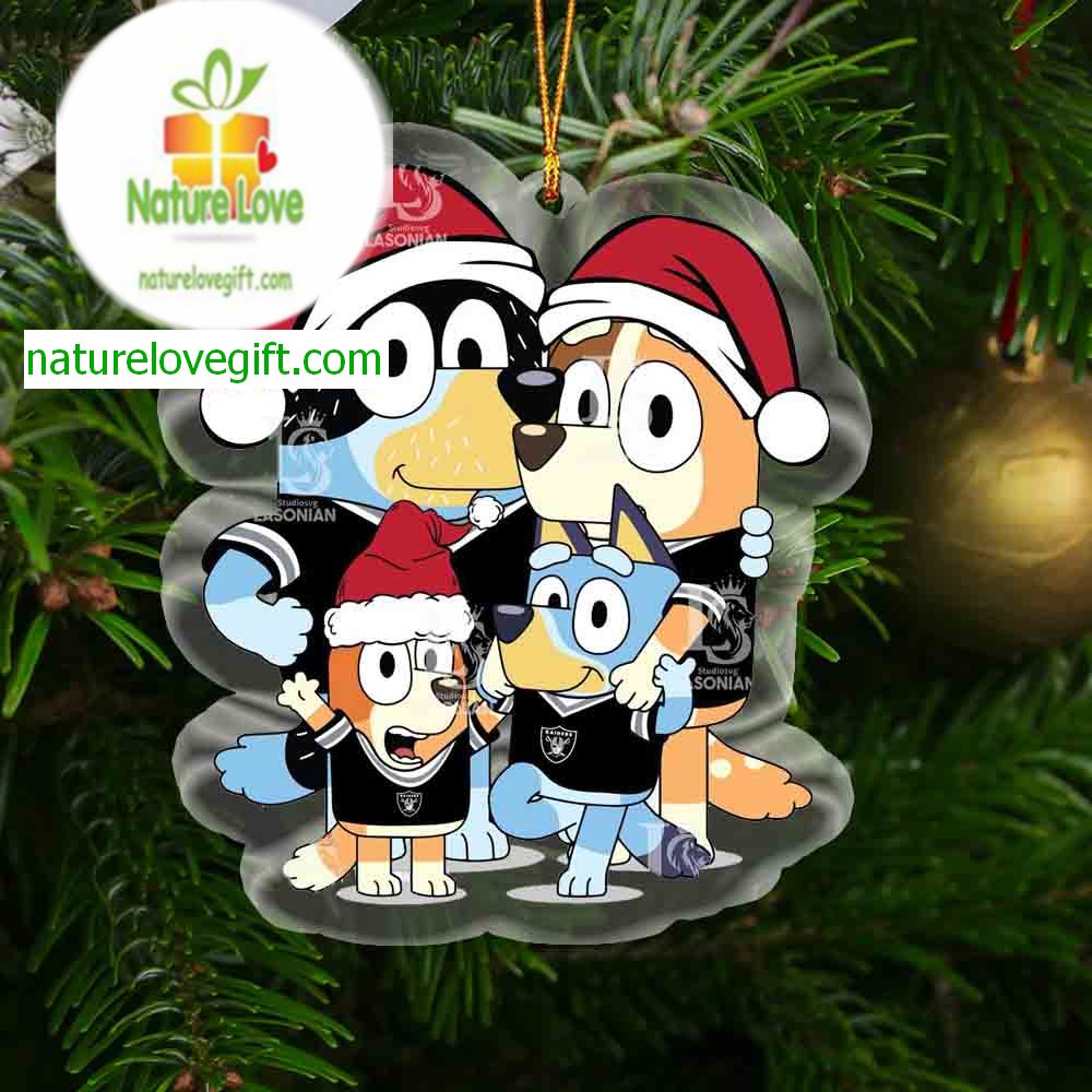 Las Vegas Raiders Bluey Family Christmas NFL Acrylic Christmas Tree Decoration Ornament 19035