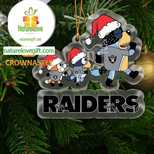 Las Vegas Raiders Bluey Family NFL Acrylic Christmas Tree Decoration Ornament 19040