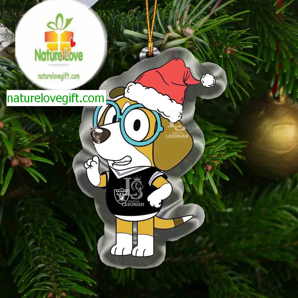Las Vegas Raiders Bluey Honey Christmas NFL Acrylic Christmas Tree Decoration Ornament