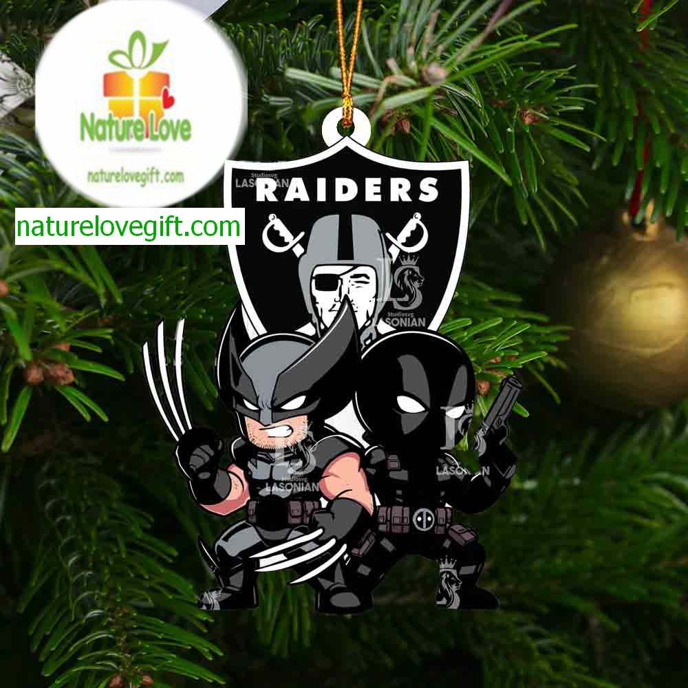 Las Vegas Raiders Deadpool And Wolverine NFL Acrylic Christmas Tree Decoration Ornament