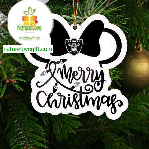 Las Vegas Raiders Disney Mickey Minnie Merry Christmas Acrylic Christmas Tree Decoration Ornament