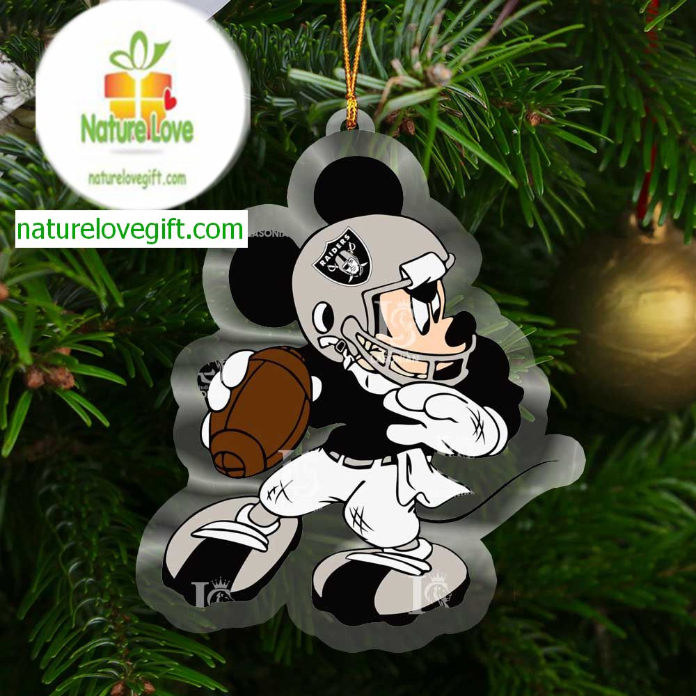 Las Vegas Raiders Disney Mickey Mouse NFL Acrylic Christmas Tree Decoration Ornament