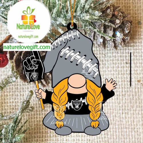 Las Vegas Raiders Gnomes Fan NFL Acrylic Christmas Tree Decoration Ornament