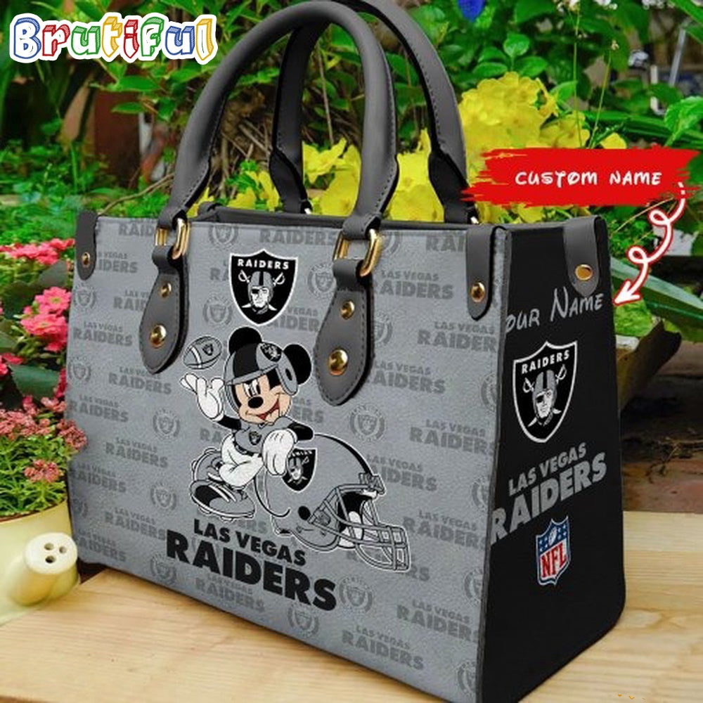 Las Vegas Raiders Mickey Leather Bag Custom Name Women Bag