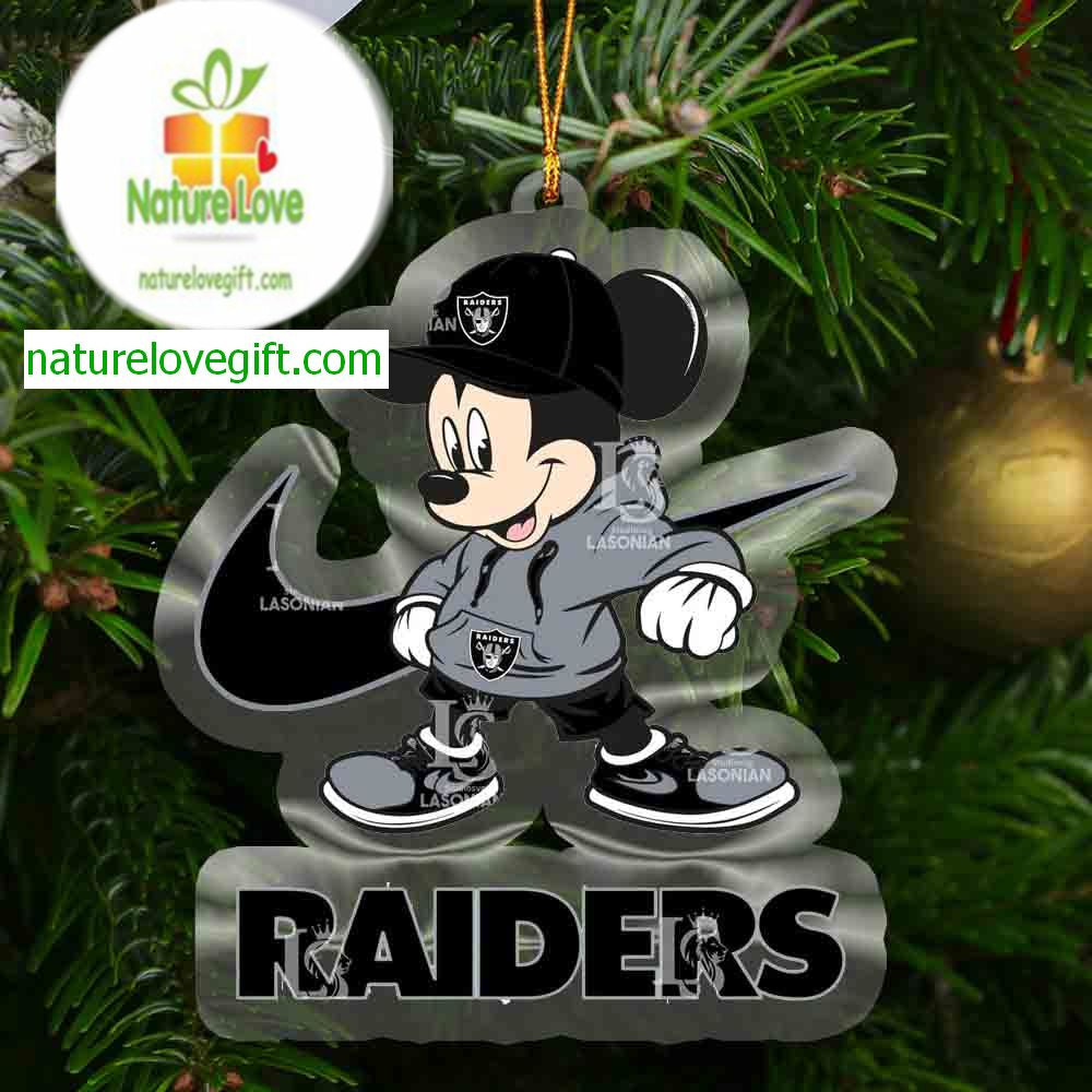 Las Vegas Raiders Mickey Mouse NFL Acrylic Christmas Tree Decor Ornament