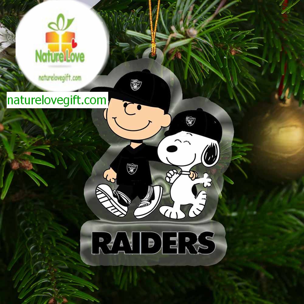 Las Vegas Raiders Peanuts Snoopy Friends NFL Acrylic Christmas Tree Decoration Ornament