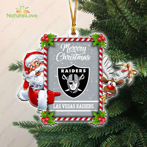 Las Vegas Raiders Santa And Reindeer Funny Christmas Ornament NFL Gift