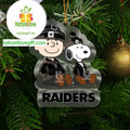 Las Vegas Raiders Snoopy And Charlie NFL Acrylic Christmas Tree Decoration Ornament