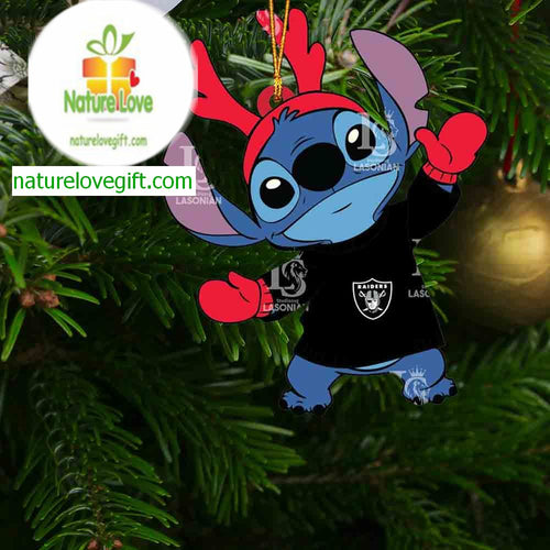 Las Vegas Raiders Stitch Santa Christmas NFL Acrylic Christmas Tree Decoration Ornament 19200