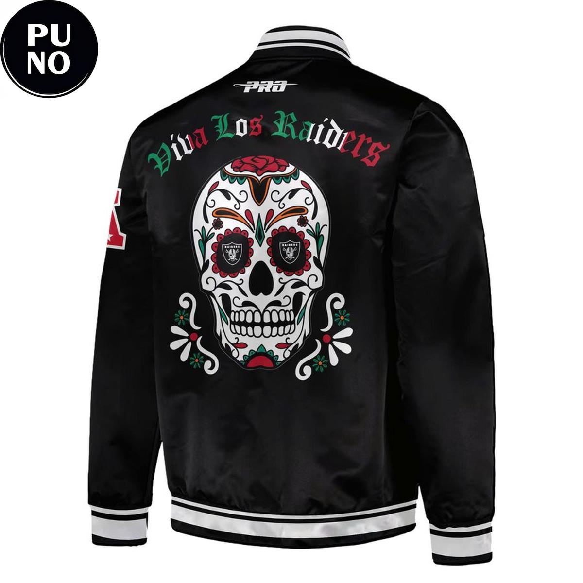 Las Vegas Raiders Viva Los Raiders 2026 Día de los Muertos Sugar Skull Baseball Jacket