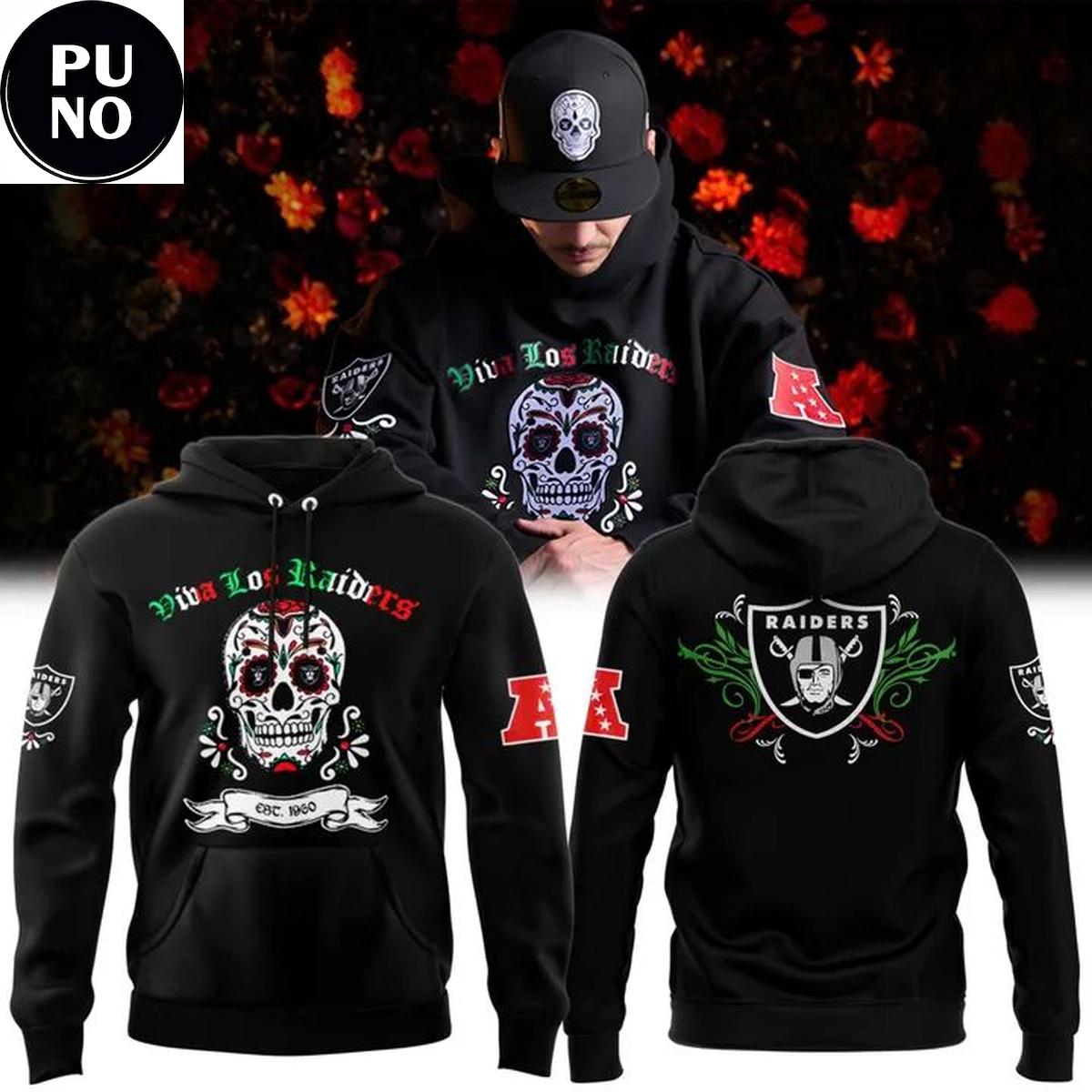 Las Vegas Raiders Viva Los Raiders 2026 Día de los Muertos Sugar Skull Hoodie T-Shirt